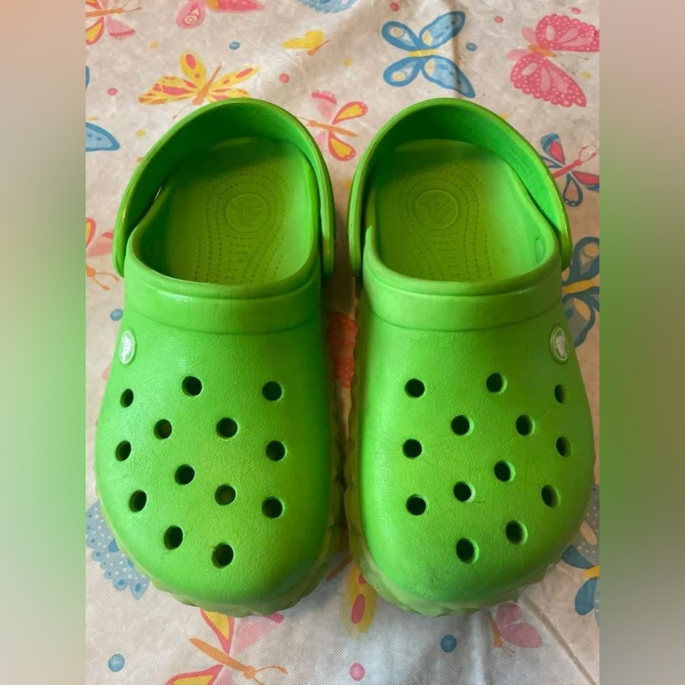 Kids Glow In The Dark Green Crocs